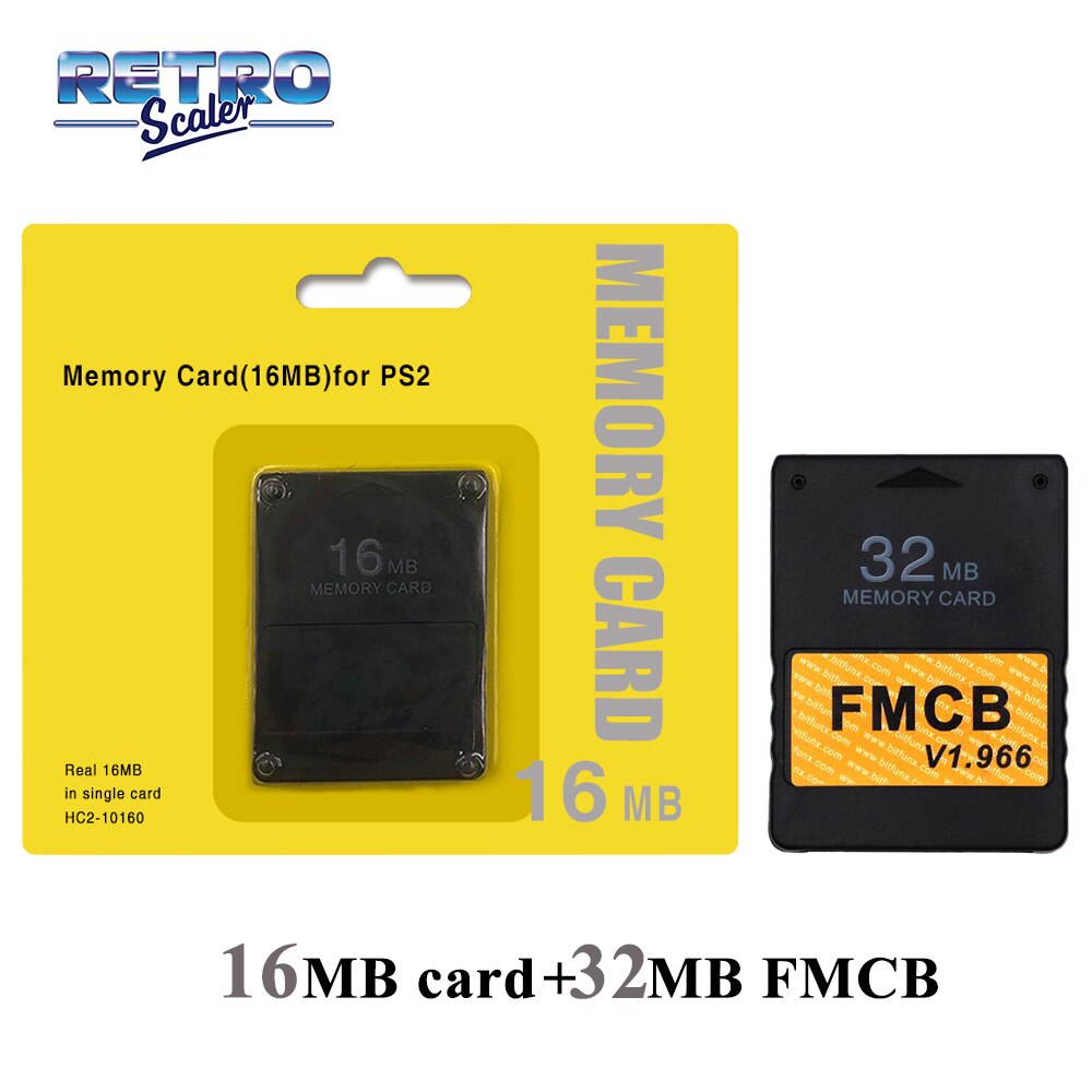 RetroScaler Memoria Crad Pacchetto 16MB per ps2 + V1.966 FMCB Trasporto McBoot Scheda di 8MB/16MB/32MB/64MB per PS2