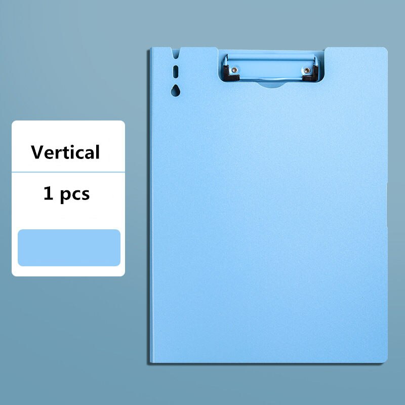 Retro Single-Double Clip Morandi A4 File Folder Writing Board Organizer for Documents Diary Planner Office Stationery Storage: B-Blue