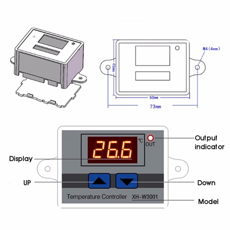 220V Digital LED Temperature Controller 10A Thermostat Control with Switch Digital Display Incubation Controller