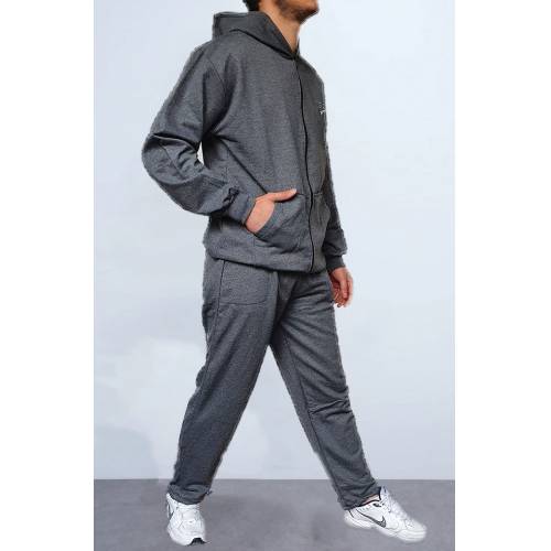 Men&#39;s Hooded Full Zipper Tracksuit Set Made of 100 cotton