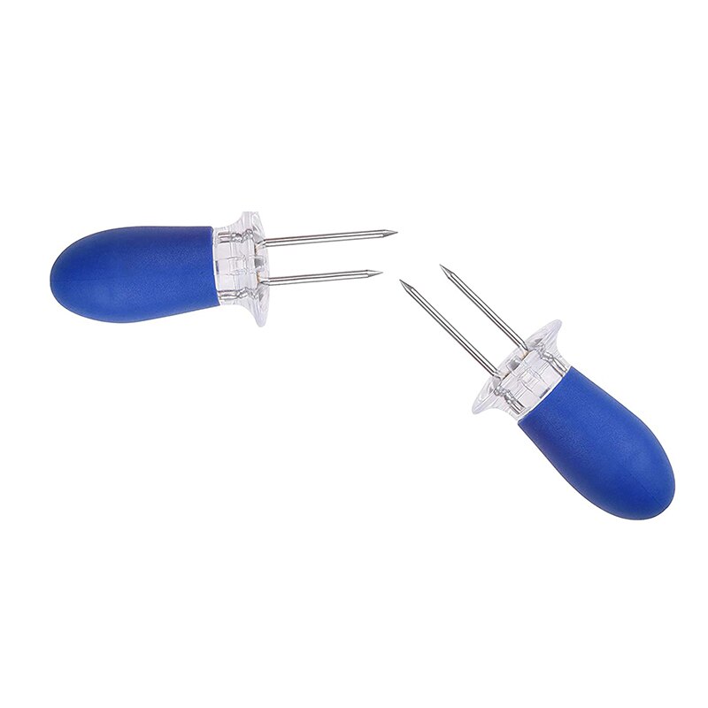 Rvs Corn Houders Maïskolf Houders Bbq Vorken Spiesjes Maïskolven Koken Partijen Camping Grijpende Tool: Dack Blue