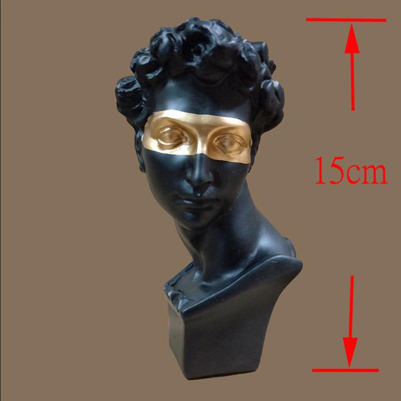 Décoration de la maison européenne tête résine Statue moderne Art abstrait Mini buste Sculpture Art croquis pratique masqué créativité: B black