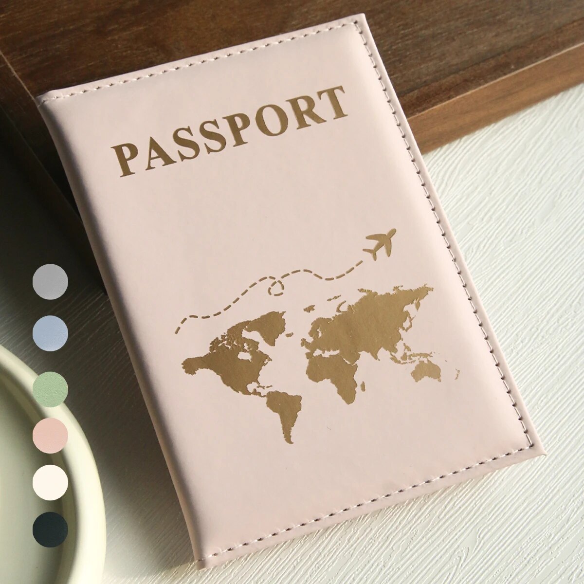Reisepasshülle mit Weltkarte, Reisepasshülle, Organizer, schützendes Kartenetui, Ausweis, Dokument, Reisepass, Brieftasche, Kreditkartenetui