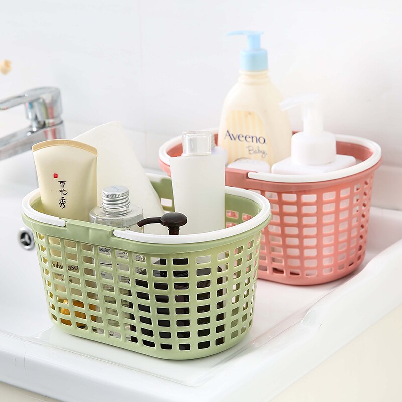 1pcs Plastic Hand-held Storage Basket Bathroom Organizer Household Shampoo Cosmetics Shower Gel Storage Bag Bathroom Gadgets