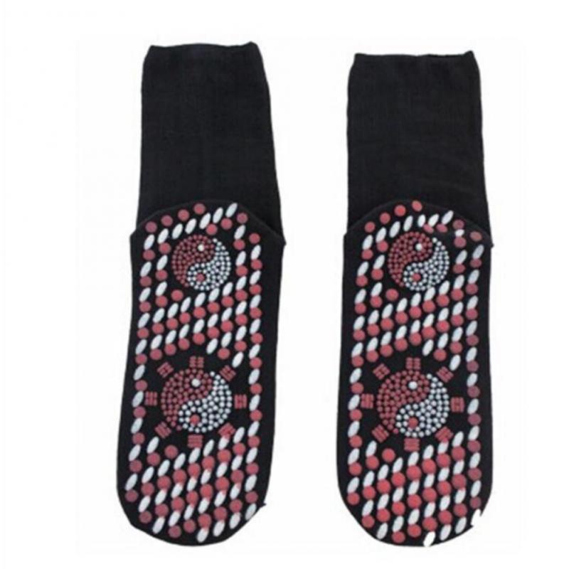 Newest Self-Heating Magnetic Socks Self-Heating Socks Tourmaline Magnetic Therapy Comfortable Winter Warm Massage Sock: black