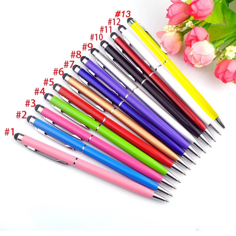 10pcs/set Universal 2 in 1 Metal Stylus Pens with Ballpoint Pens Touch Screen Pen for All Capacitive Screen