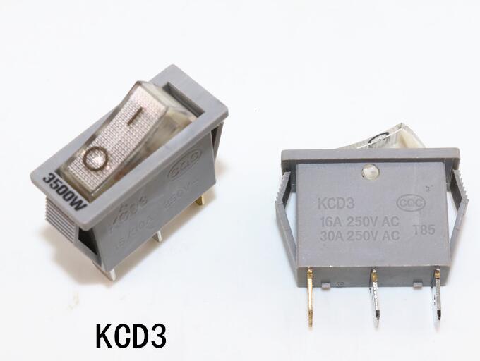 16a/30a 250v 3500w elektriske stegepandedele kcd 3 switch med lampe sølv kontakt kobber 3 stifter