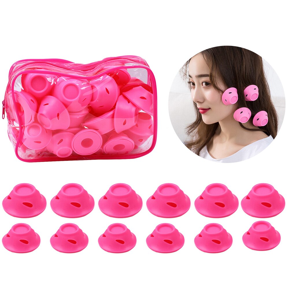 30 pz Del silicone Dei Capelli Bigodini Morbida Gomma Magico Cura Dei Capelli Rulli con Il Sacchetto Trasparente Casa salone Nessun Calore Arricciatura Dei Capelli strumenti per Lo messa in piega Fai da Te