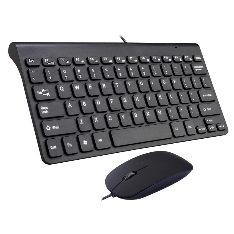 Portable Ultra-Dunne Mini Bedraad Toetsenbord Usb Waterdicht Home Office Muis Toetsenbord Combo Set Voor Pc Desktop Laptop Computer: Blackwithmouser