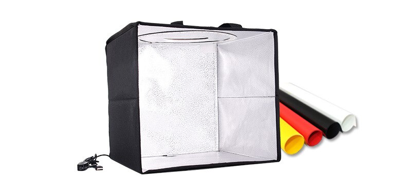 Caixa de luz 30*30cm portátil softbox studio foto led lightbox com 3 cores de fundo para a fotografia de mesa luzes led