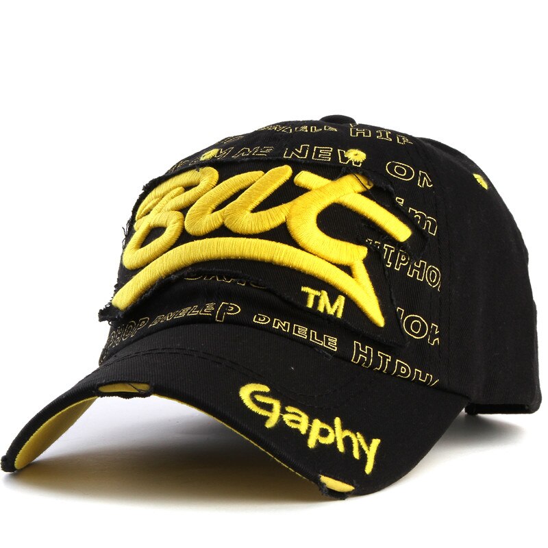 Casquette de Baseball déchirée brodée pour homme et femme, chapeau de soleil pour l&#39;extérieur, Hip Hop, pour la pêche,: BkYL