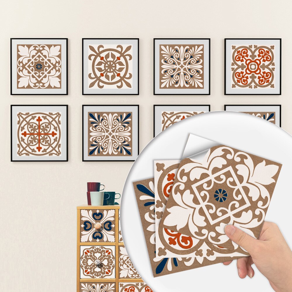 10pcs/set Frosted Tiles Stickers for Kitchen Backsplash Bathroom Wallpaper Non-slip Thicken Waterproof Vinyl Floor Wall Decals