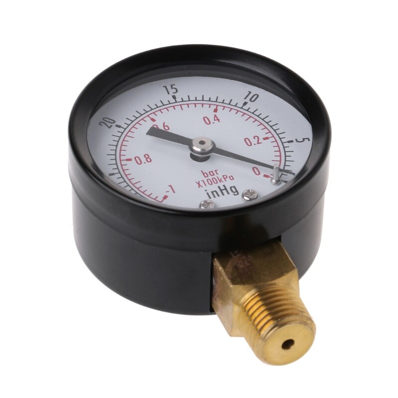 Vacuum Pressure Gauge Mini Dial Air Pressure Meter Double Scale BAR inHg 1/4\"NPT