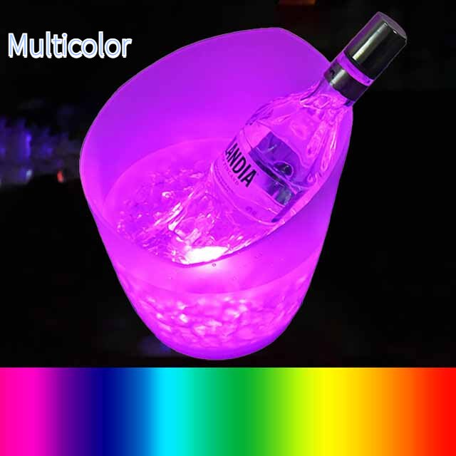 6L 7 Color Waterproof Plastic LED Ice Bucket Bar Nightclub Light Up Champagne Whiskey Beer Bucket Bars Night Party: Multicolor