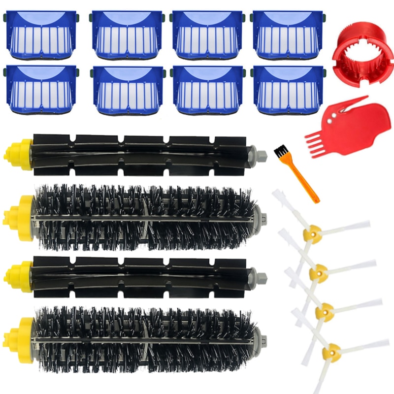 Kit de piezas de repuesto para iRobot Roomba serie 600 610 620 625 630 650 660 cepillo de cerdas de batidor de vacío + filtro Aero Vac + Cepillo Lateral