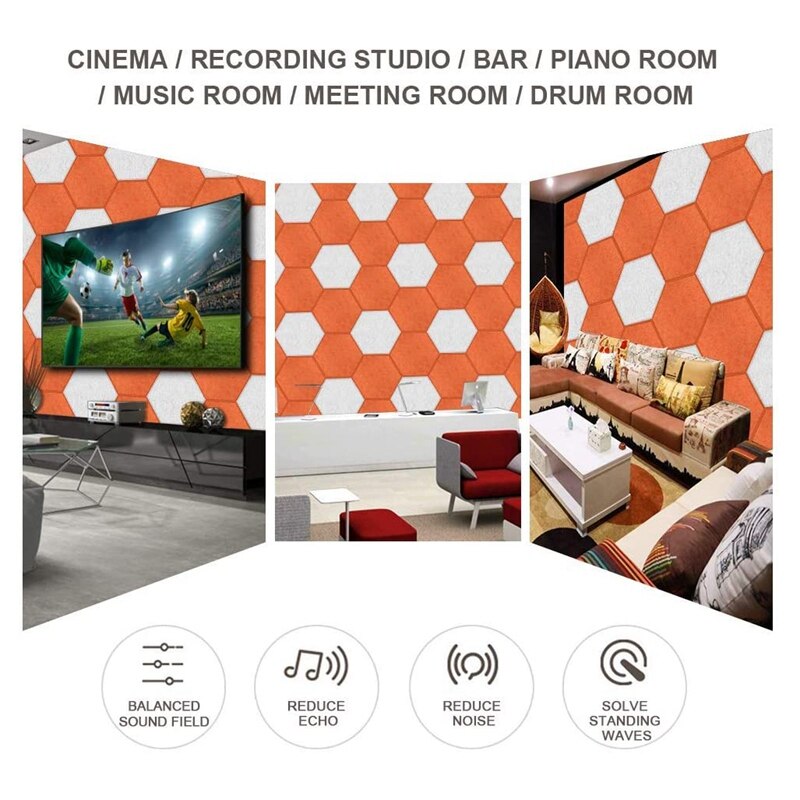 Hexagon Akoestische Panelen Afgeschuinde Rand Geluid Proof Panelen Geluidsisolatie Absorptie Panel Voor Opname Studio Office Home