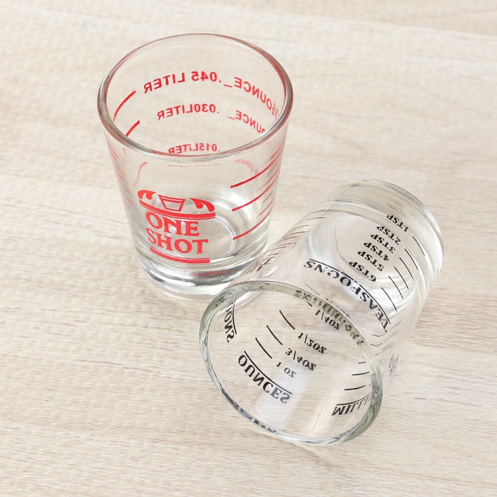 30ML Glass Measuring Cup Espresso Shot Glass Liquid Glass Ounce Cup with Scale Kitchen Measure Tool Supplies (Black): 2pcs
