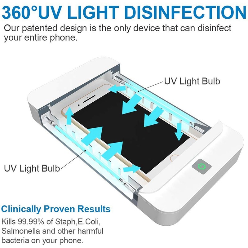 UV Smart Telefon Reiniger, Tragbare Telefon Reiniger, Aroma Reiniger, iPhone Reiniger Box mit USB Lade Funktion (Für IOS Android Ph