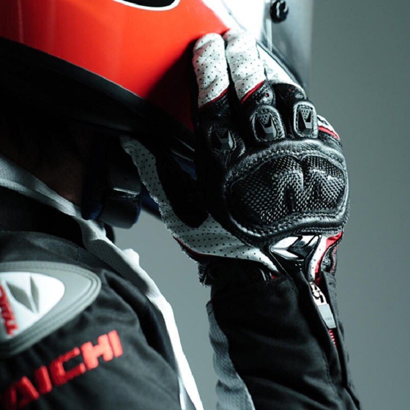 TAICHI RST390 Motorrad Vollleder Kohlefaser Handschuhe Offroad Motorrad Rennen atmungsaktive perforierte Schutzhandschuhe