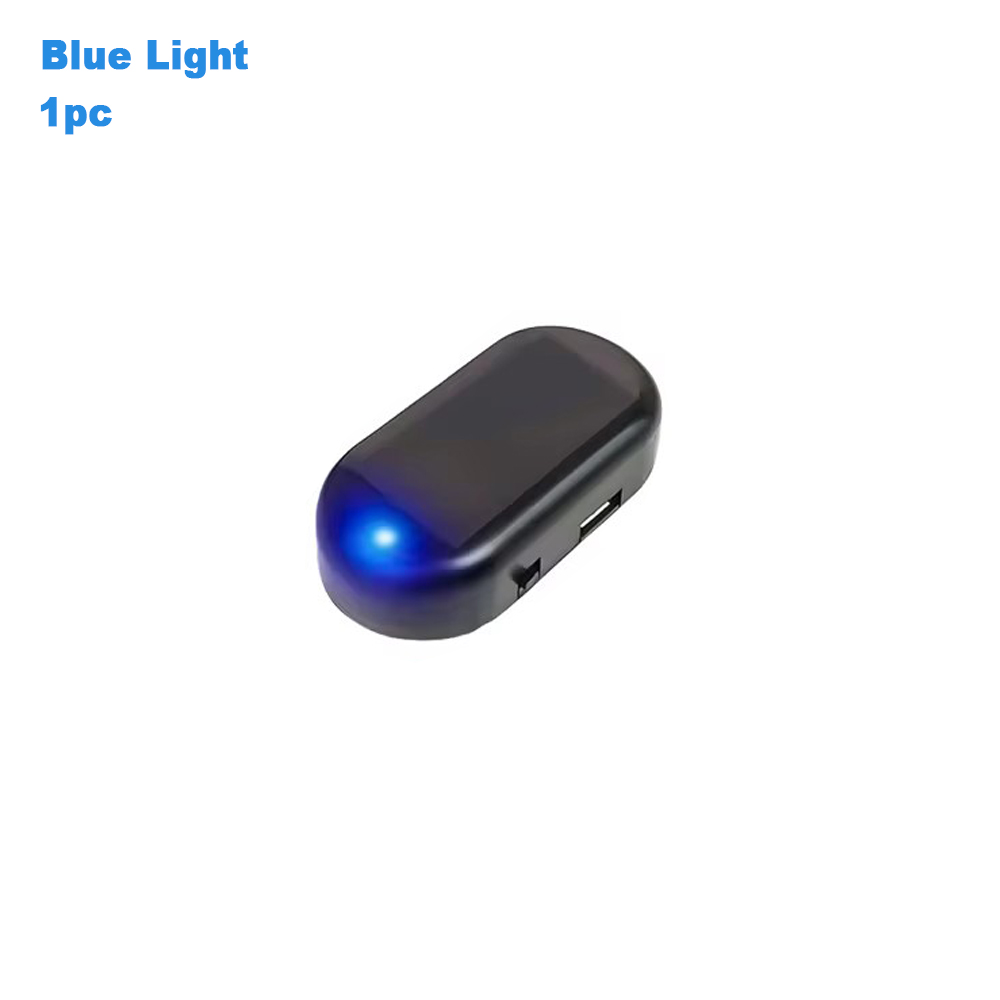Fausse lumière de sécurité pour voiture à énergie solaire, simulation d'alarme factice, avertissement sans fil, lampe d'avertissement antivol, Imitation clignotante LED: Bleu profond