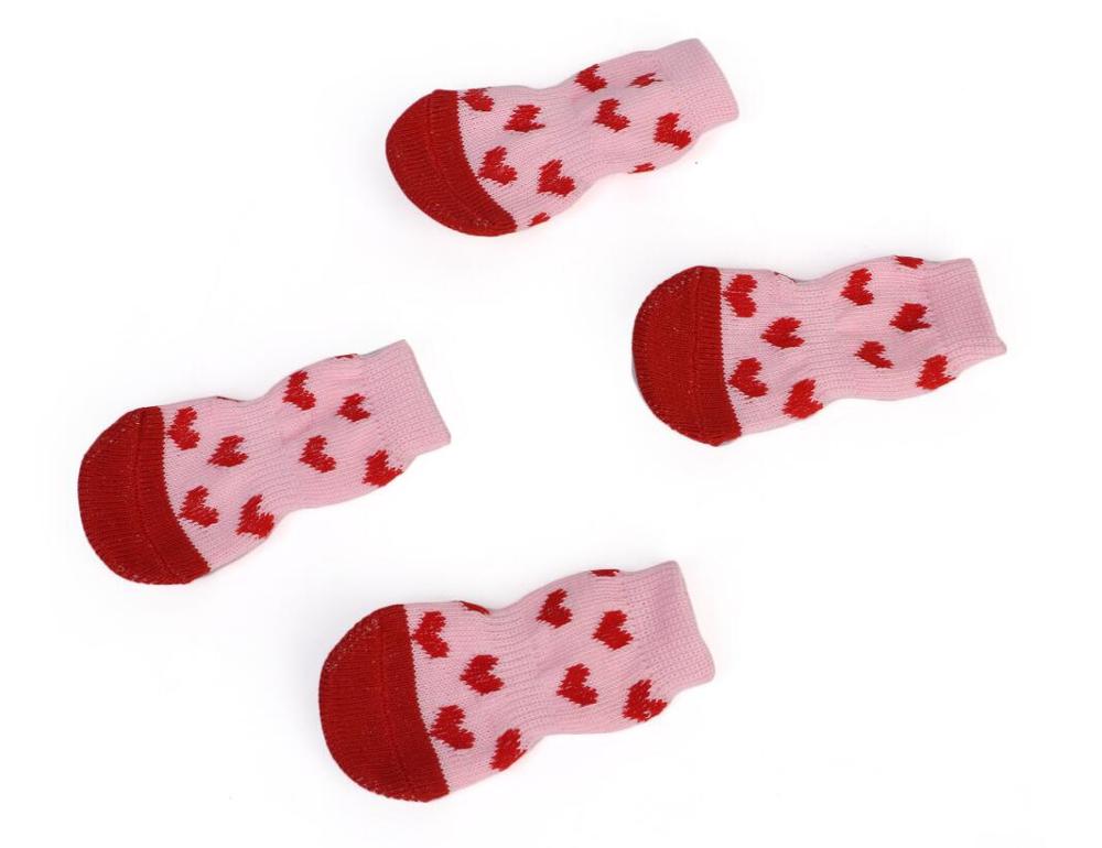 Winter Hond Schoenen Anti-Slip Gebreide Sokken Kleine Honden Kat Schoenen Chihuahua Dikke Warme Poot Protector Hond Sokken booties Accessoires: Roze / S