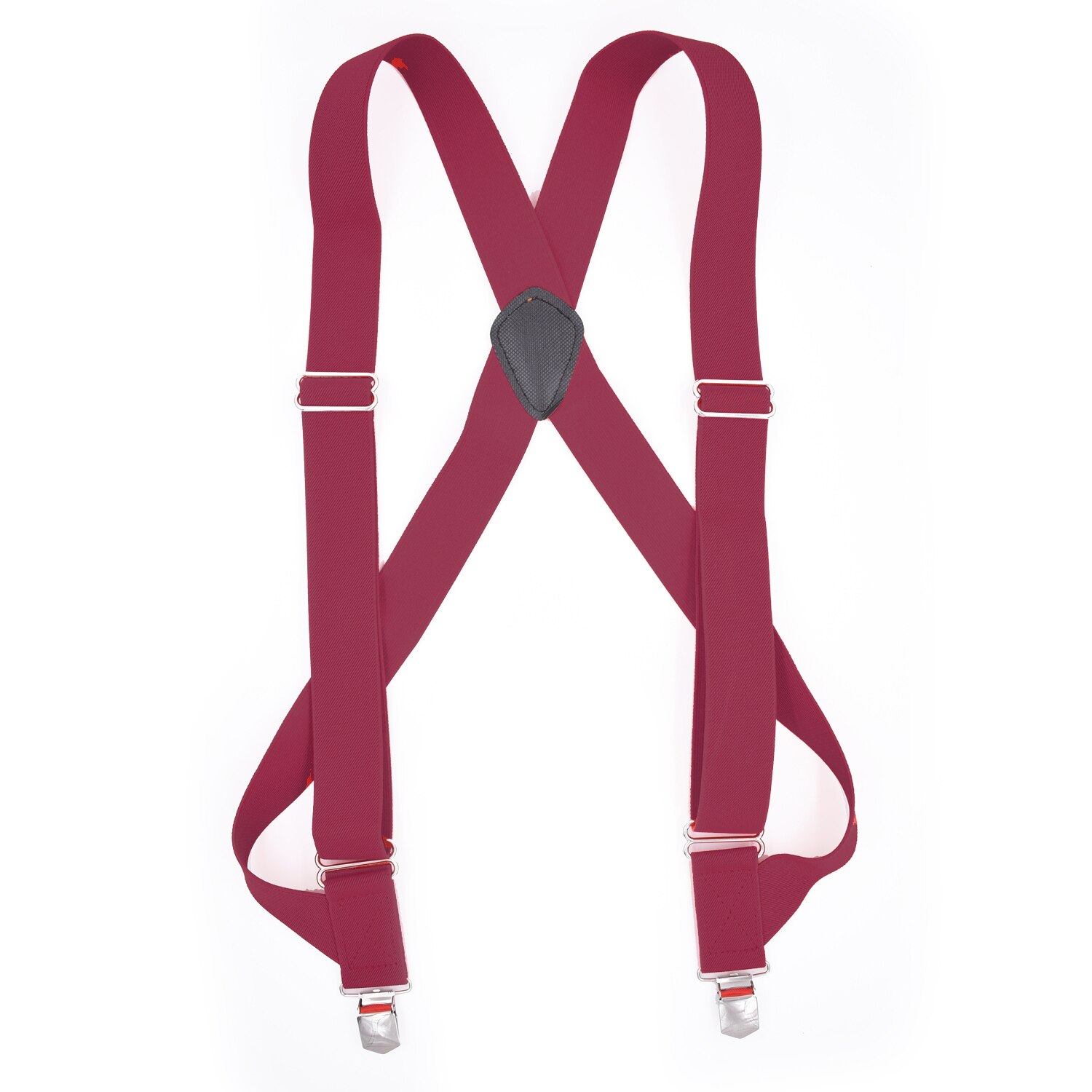 Men's Side Clip Trucker Work Suspenders 3.5cm Wide Heavy Duty Big and Tall Adjustable Elastic Trouser Jeans Braces Strap Belt: Burgundy