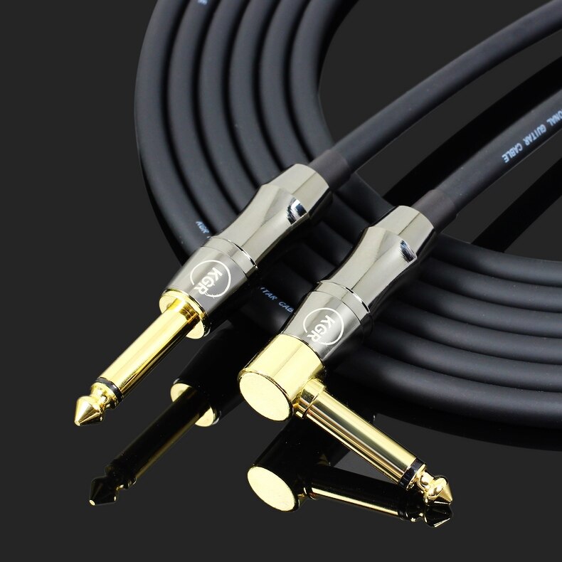 KGR 6 Meters/ 20 Feet Electric Guitar Cable Bass Musical Instrument Cable Cord 1/4 Inch Straight to Right Angle Plug: 10M LR