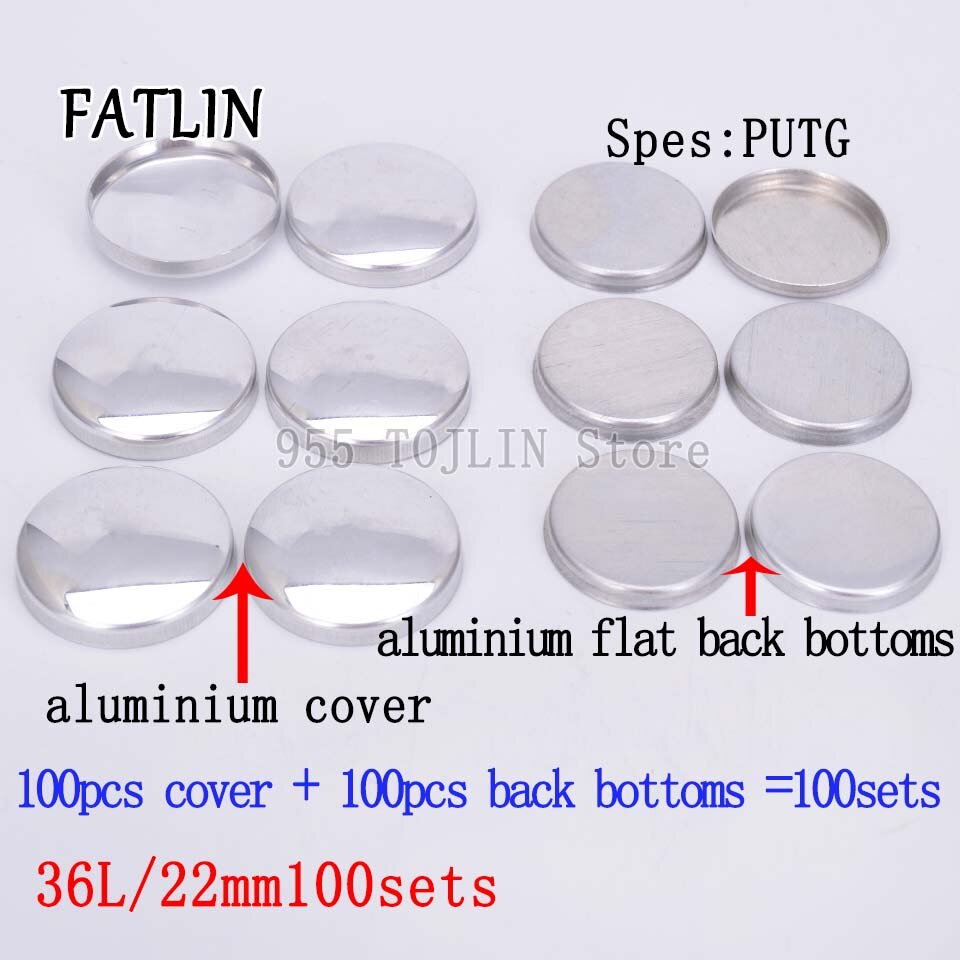 100 set 36l aluminiumklädda tygknappar handgjorda handgjorda metallformar brödform runt tyg fatlin: 36 l 100 set knappar d