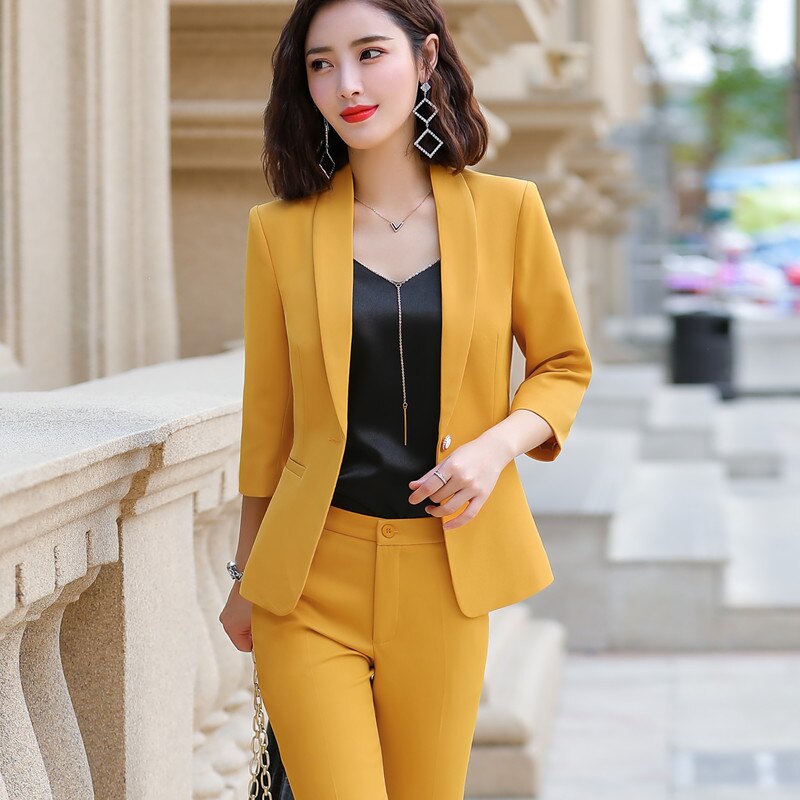 Naviu Mode Vrouwen Kleding Tweedelige Set Half Mouw Blazer En Slanke Broek Kantoor Dame Plus Size Formele werkkleding