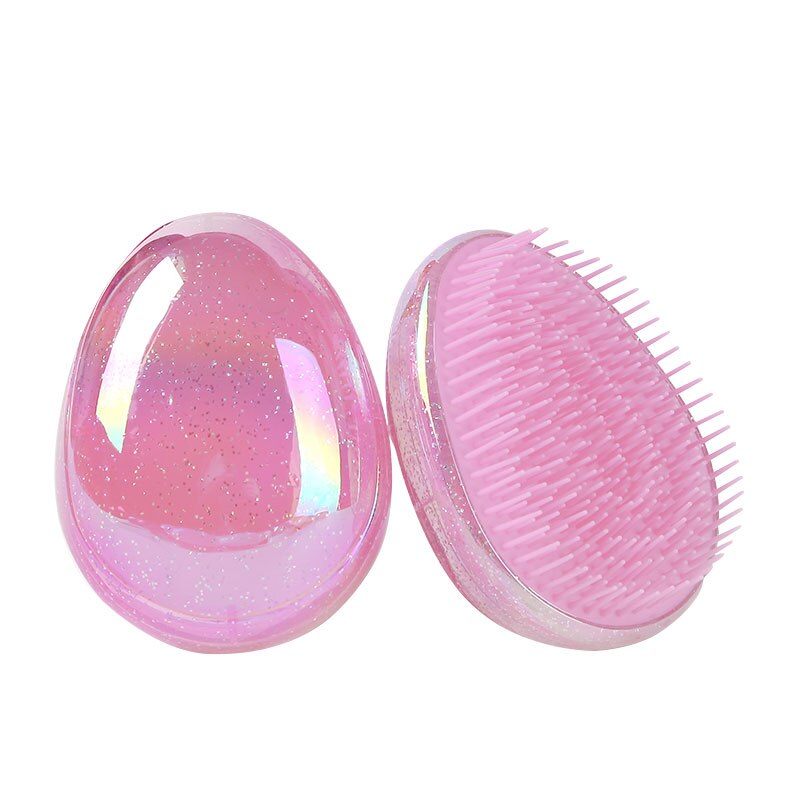 1pc mini filtret hår børste æg rund form blød hårbørste filtre hår børste hår styling frisør kam til rejser: Lyserød