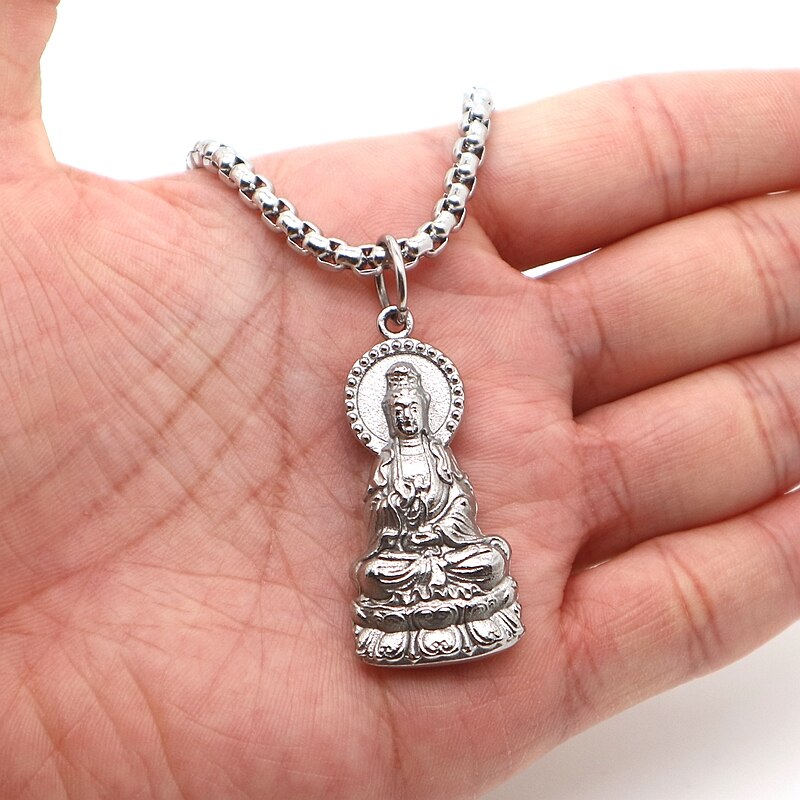 Unisex 316l roestvrijstalen guan yin beschermende klassieke hanger