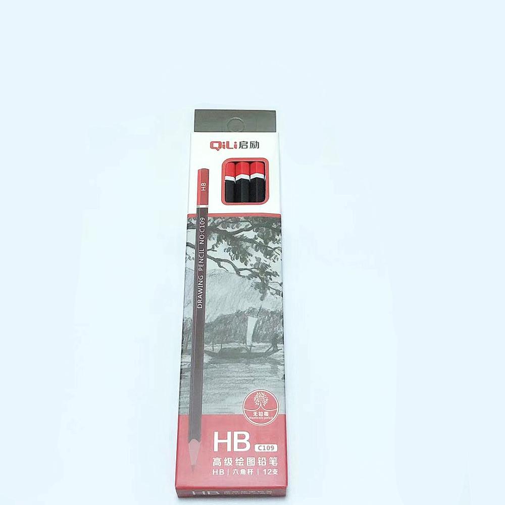12 pcs/box Sketch pencil HB 2B 3B 4B 5B 6B 8B 10B 2H 3H Soft medium hard carbon pen Office school drawing pencil: HB