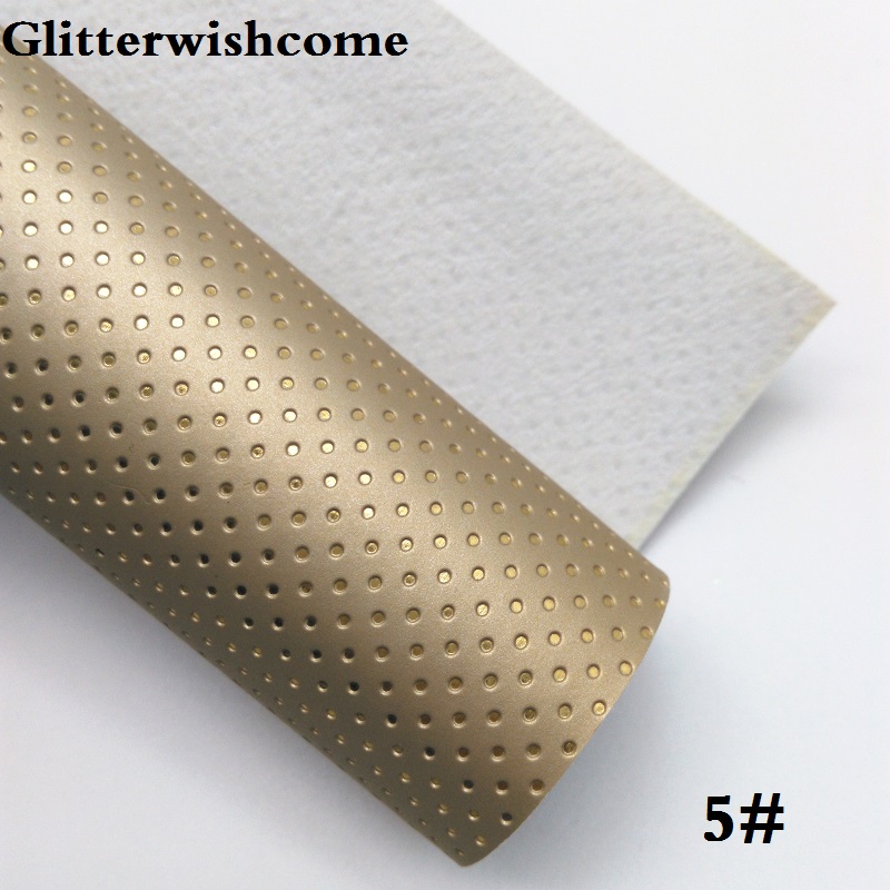 Glitterwishcome 21X29CM A4 tamaño de cuero sintético puntos en alto relieve Tela de cuero de vinilo para arcos GM063A: 5