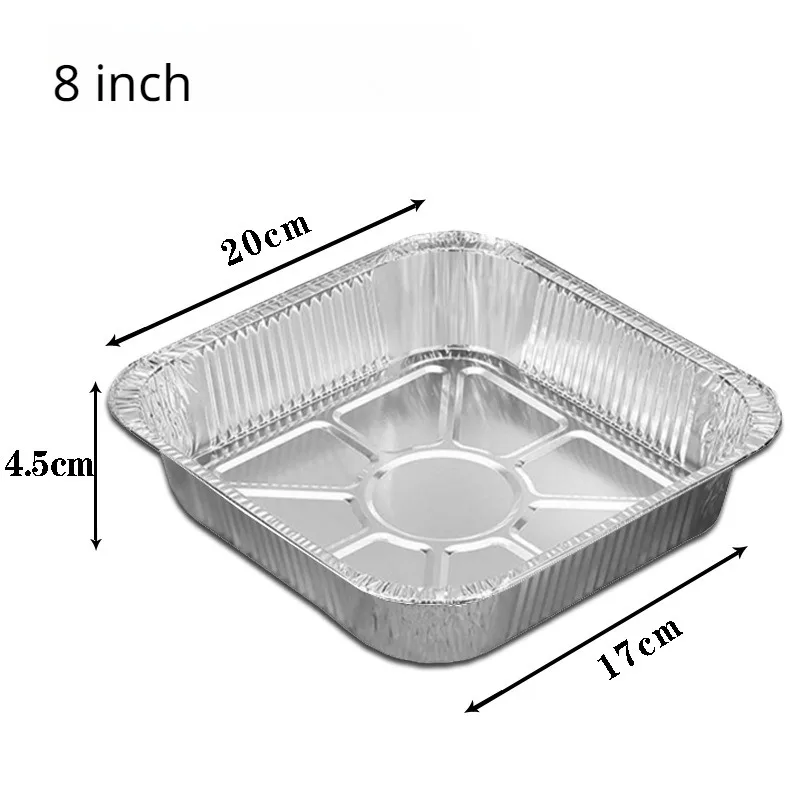 10PCS 20CM Platz Air Friteuse Aluminium Folie Pfanne Ofen BBQ Tablett Lebensmittel Behälter Kuchen Küche Liefert Mittagessen Boxen küche Gadget