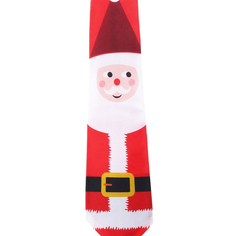 Corbata roja estampada de Navidad 128cm verde árbol novedad corbata roja de Papá Noel copo de nieve cuello corbata para del Festival