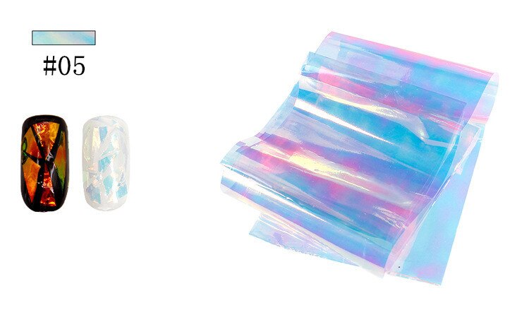 Lcj 1 Pcs Punk Transfer Folie Sticker Gebroken Glas Nail Art Diy Nail Beauty Decoratie Stencil Decal