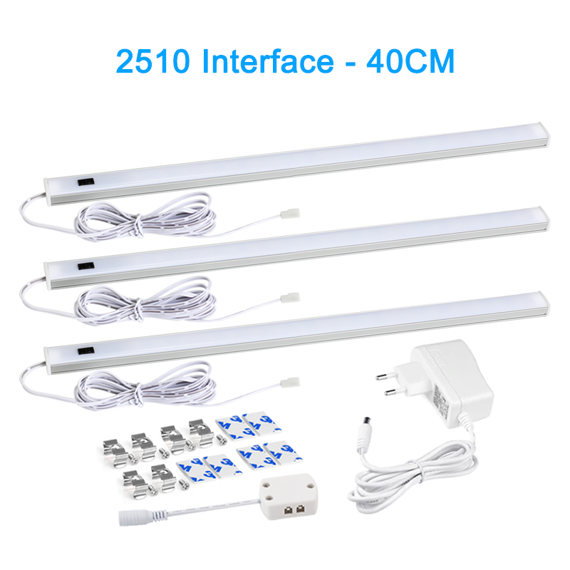 Luz LED debajo de las luces del gabinete para cocina, interruptor de barrido manual, Sensor de movimiento PIR, lámpara de armario, luz nocturna Led de 30/40/50cm: Amarillo claro / Color blanco cálido