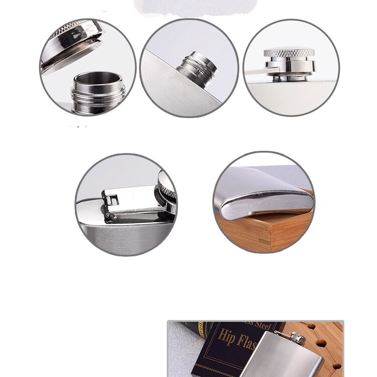 Hip Flask Stainless Steel Pocket Flask 7/8/9 Oz Drink Holder Whiskey Vodka Rum Liquor Home Decor