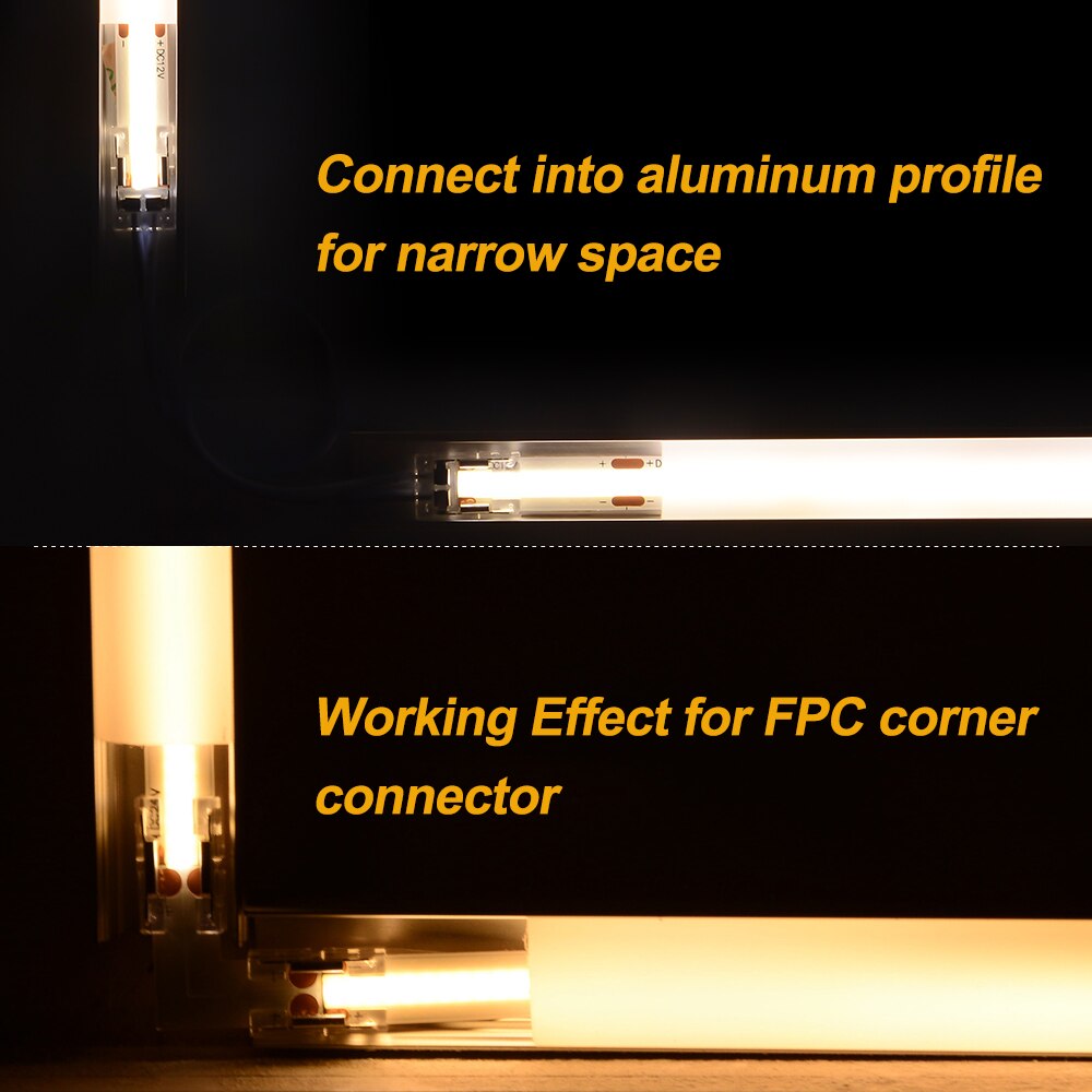 COB LED Strip Connector for IP20 High Density FOB SMD 8mm 10mm 2pin Single Color SMD 144 240 300 LEDs/m Tape Light Connectors