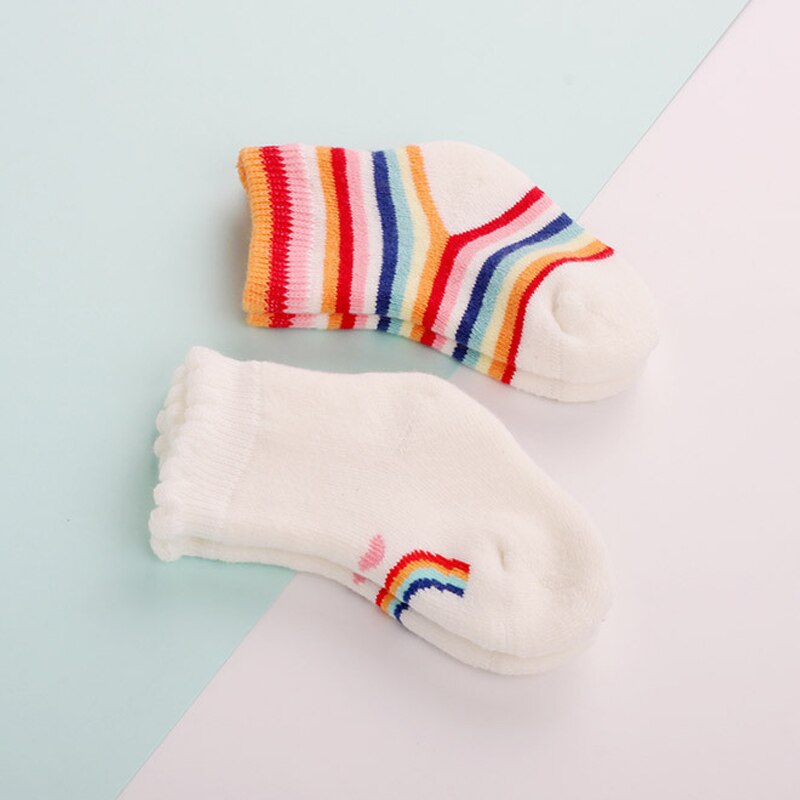 Lovely Baby Socks Colorful Stripe Baby Girl Boy Socks Cotton Anti-slip Infant Toddler Socks Soft Rainbow Newborn Socks Sokken