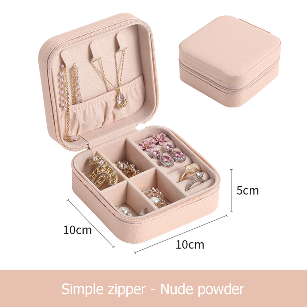 Jewelry Organizer Cases Display Travel Portable Jewelry Box Leather Storage Organizer Earring Holder Boxes Travel Cosmetic Bag