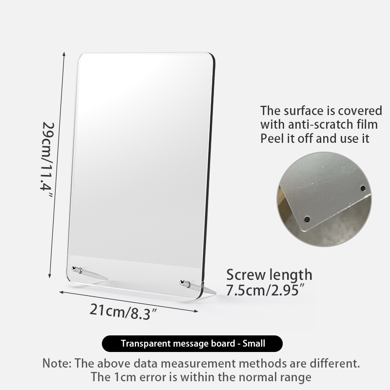 Bacheca da tavolo Blocco Nota trasparente in acrilico Lavagna per appunti da ufficio può essere scritta lavagna per appunti magnetica per la casa: Grigio
