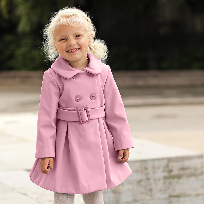 Geckatte Baby Meisje Lente Kleding Solid Button Flanel Kids Jas Voor Meisjes Kids Kleding Jassen Voor Meisjes Lente Kleding: Roze / 3T
