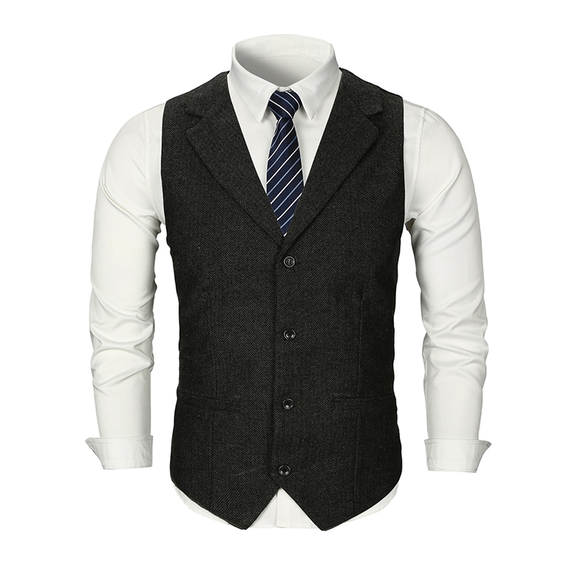 Herre jakkesæt vest grå sort kaki vest herre vintage stil veste vest