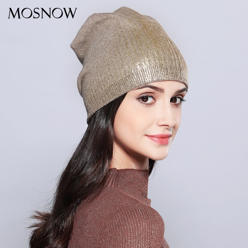 Vrouwen Hoeden Shining Wol Gebreide Herfst Winter Brand Hoed Vrouwelijke Skullies Mutsen Bonnet # MZ715