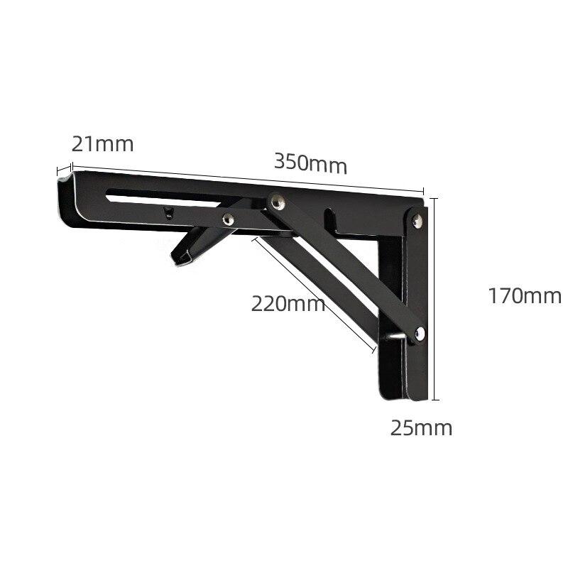 2pcs Folding Bracket For Shelf Table Desk Wall Mounted Support Collapsible Long Release Arm Space Savin Durable: 14 Inch Black