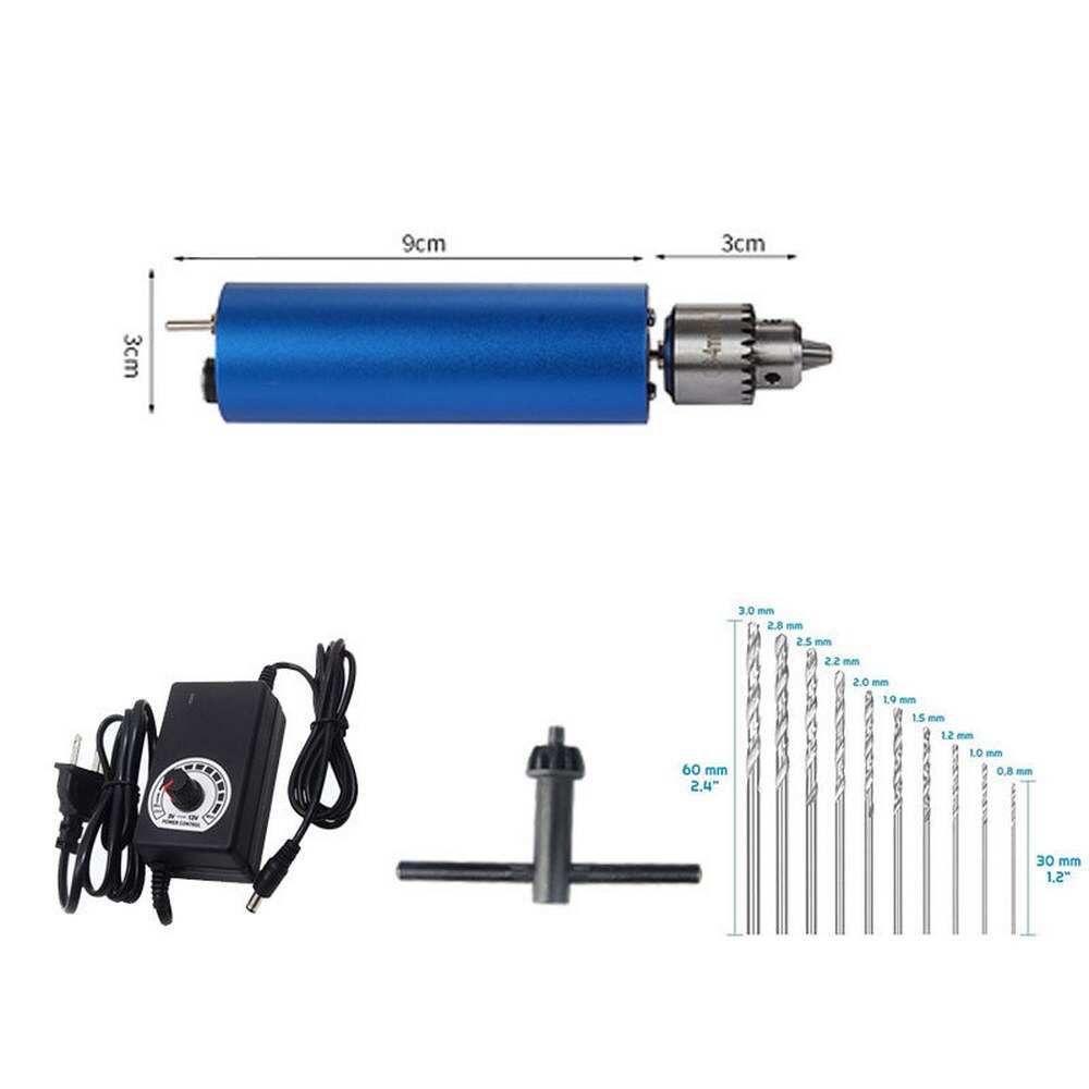 Electric Mini Hand Drill Adjustable Micro Handheld Drill DC3V-12V Power Supply Control for Portable DIY PCB Tool: B