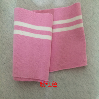 Puños a rayas de algodón, 15x95CM, 670gsm, tejido de punto elástico a rayas para escote, chaqueta de invierno, accesorios de ropa: PinkDoubleWhite