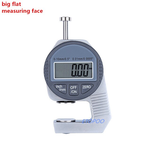Digital Thickness Gauge Meter micrometer 12.7mm Large LCD Electronic Dial Indicator Sponge Thickness Measure Tool: big flat head