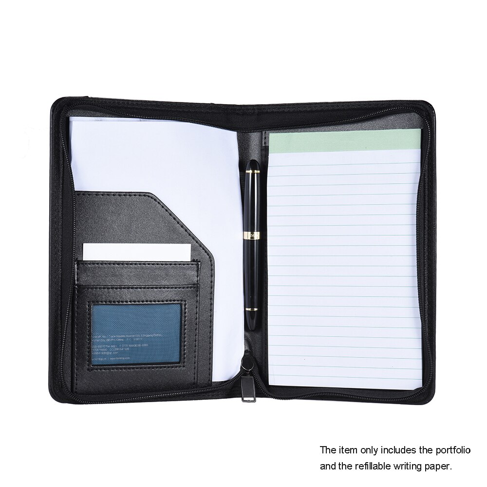 Portafolio de negocios portátil, carpeta Padfolio, estuche para documentos, organizador A5 de cuero PU con tarjetero